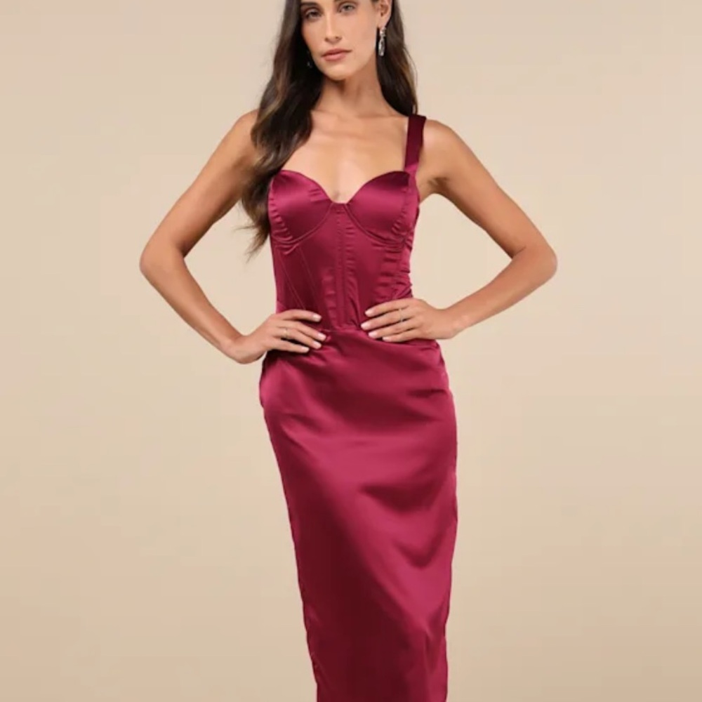 Elegant Burgundy Satin Dress